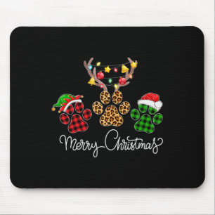 Mousepad Feliz Natal Patas de Cão Luzes de Buffalo Xadrez e