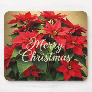 Mousepad Feliz Natal Poinsettias Vermelhas