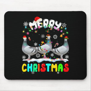 Mousepad Feliz Natal Pombo Lover Santa Hat Luzes de Natal