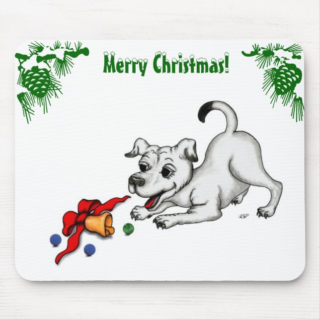Mousepad Feliz Natal! Puppy com Bell e Ball (Frente)
