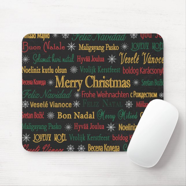 Mousepad Feliz Natal Saudações em Diferentes Línguas | (Com mouse)