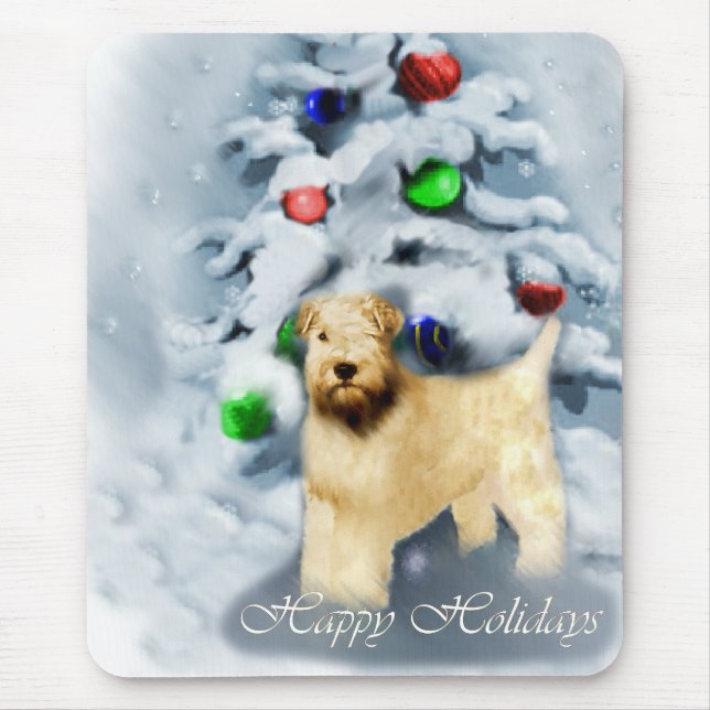 Mousepad Feliz Natal Terrier com Rodas Revestidas (Frente)