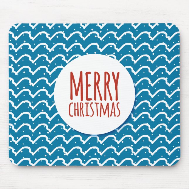 Mousepad Feliz Natal Textura Azul Sem Olhos (Frente)