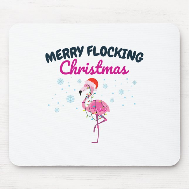 Mousepad Feliz Natal Tropical Flamingo da Flórida (Frente)