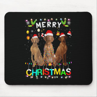 Mousepad Feliz Natal Vizsla Shirt Santa Hat Lights Xmas