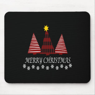 Mousepad Feliz Natal Xadrez Árvore Floco de Neve Feriado de