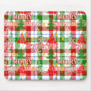 Mousepad Feliz Natal Xadrez Decorativa Tartan