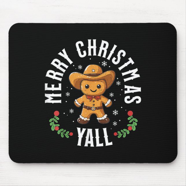 Mousepad Feliz Natal Yall Gingercake Cowboy Ocidental (Frente)