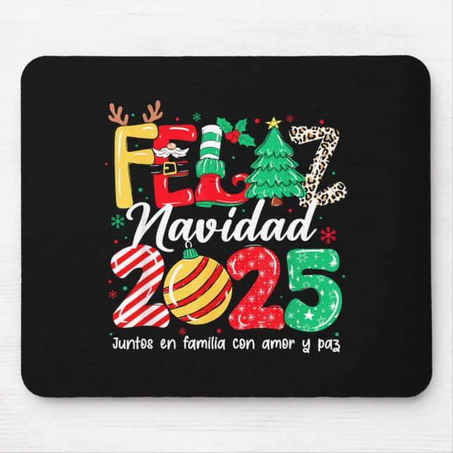 Mousepad Feliz Navidad 2025 Spanish Christmas Mexican Famil (Frente)