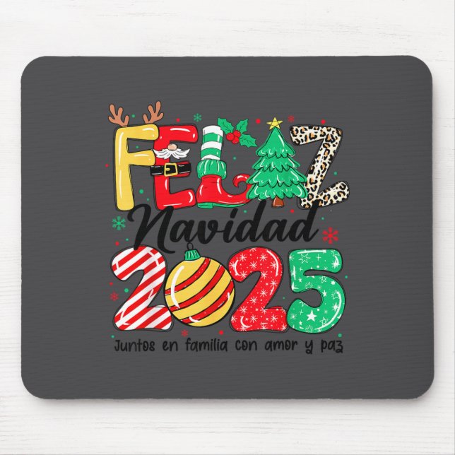 Mousepad Feliz Navidad 2025 Spanish Christmas Mexican Famil (Frente)