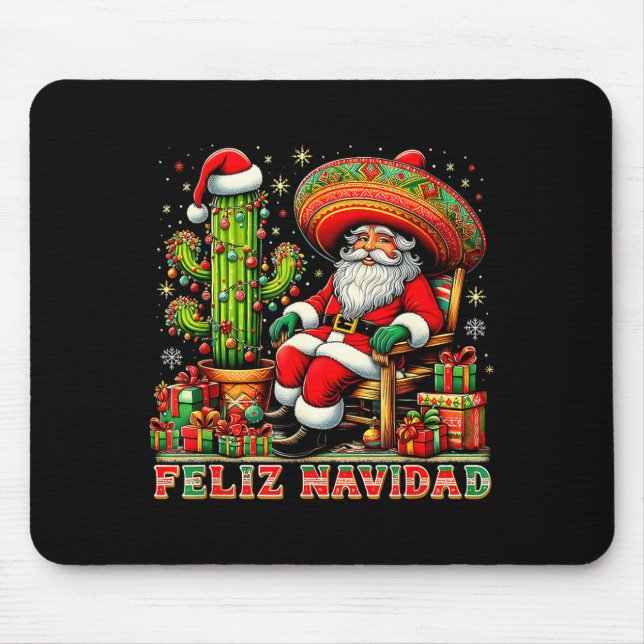 Mousepad Feliz Navidad Mexican Christmas Santa Sombrero Cac (Frente)