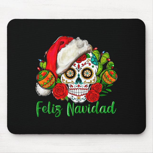 Mousepad Feliz Navidad Sugar Skull Mexican Christmas  (Frente)