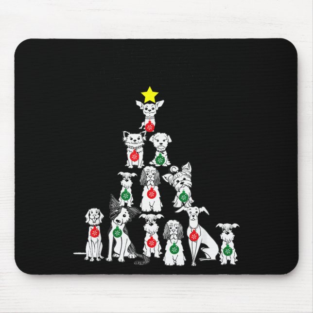 Mousepad Feliz Navidog Funny Christmas Dog Cute Xmas Tree D (Frente)