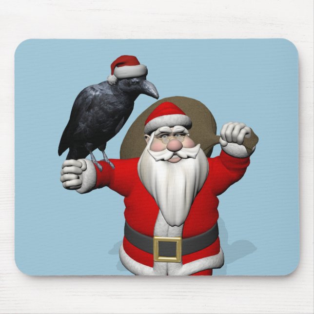 Mousepad Feliz Papai Noel com Enorme Raven (Frente)