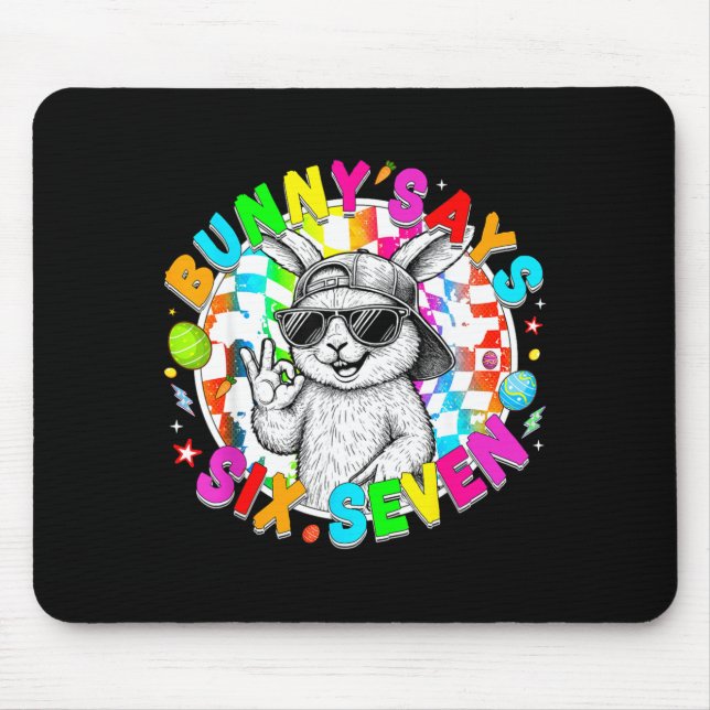 Mousepad Feliz Páscoa Coelhinho Fofinho Diz Seis Sete 6 7 M (Frente)