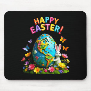 Mousepad Feliz páscoa dia da terra 2026 coelho mapa mundi p