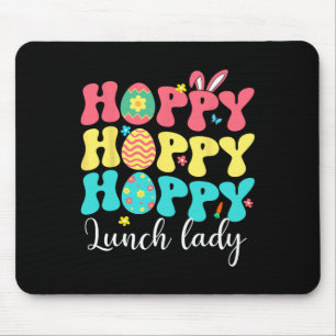 Mousepad Feliz Páscoa Senhora do Almoço Coelho Colorido Equ