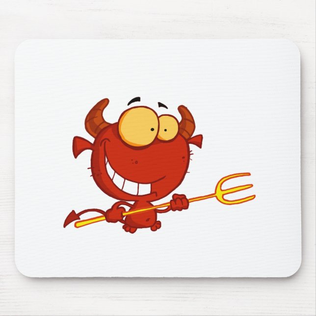 Mousepad Feliz pequeno diabo com garfo (Frente)