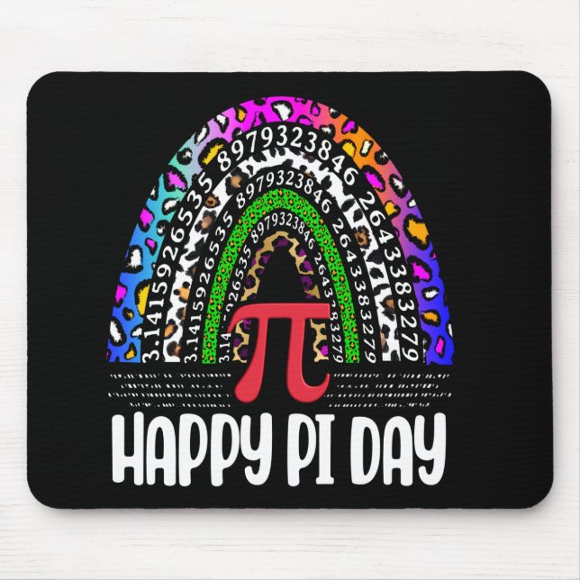 Mousepad Feliz Pi Day MaTemático Leopard Rainbow, Nerd de M (Frente)