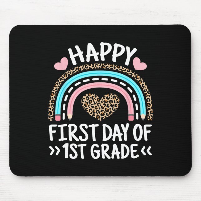 Mousepad Feliz Primeiro Dia De Ensino-Arco-Íris De Leopardo (Frente)