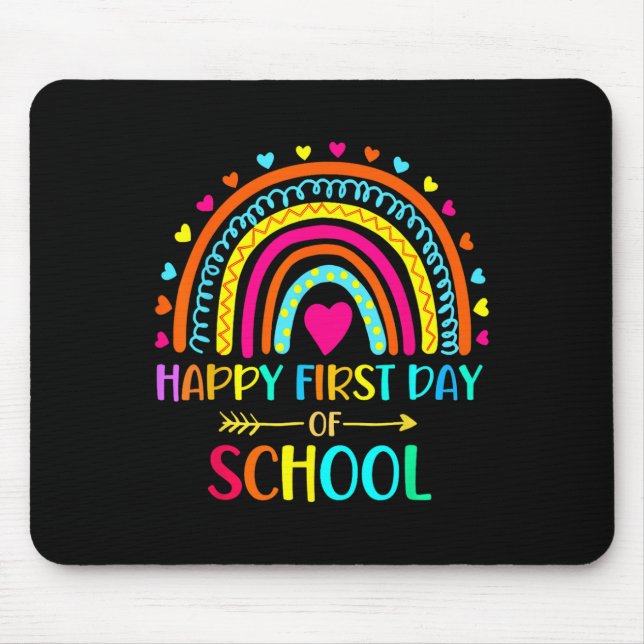 Mousepad Feliz Primeiro Dia Do Arco-Íris Da Escola De Volta (Frente)