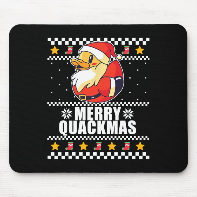 Mousepad Feliz Quackmas Natal Pato Papai Noel Meme (Frente)