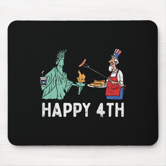 Mousepad Feliz Quarto Estátua da Liberdade Tio Sam Divertid (Frente)