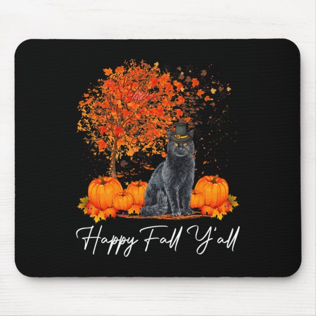 Mousepad Feliz Queda Todos Vocês Pumpkin Cat Ação de Graças (Frente)