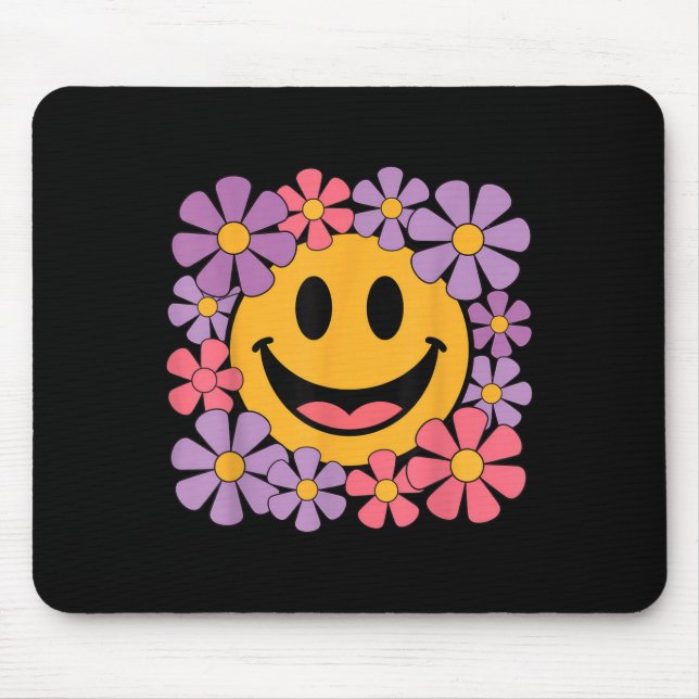 Mousepad Feliz Retro Daisy Smile Face Cara Com Homens Estét (Frente)