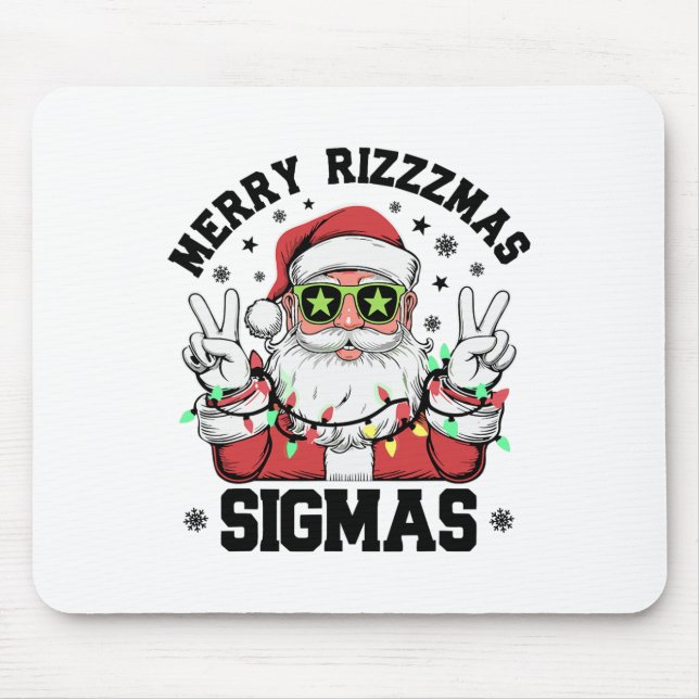 Mousepad Feliz Rizz Mas Sigmas Engraçado Papai Noel Natal (Frente)