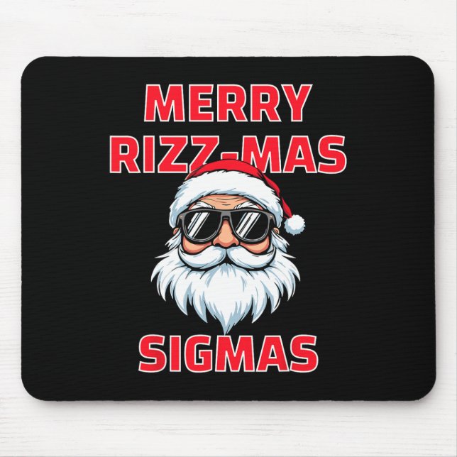 Mousepad Feliz Rizz Mas Sigmas Engraçado Papai Noel Natal (Frente)