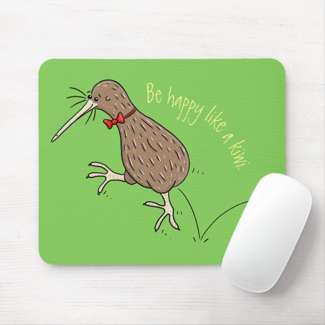 Mousepad Feliz salto em kiwi com design de desenho de arco (Com mouse)