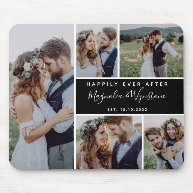 Mousepad Feliz Sempre Após O Casamento De Colagem De Fotos (Frente)