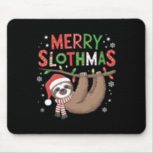 Mousepad Feliz Slothmas Santa Hat Pijamas Sloth Lover Girls
