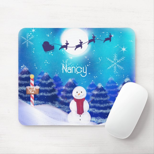 Mousepad Feliz Snowman Personalizado de Natal (Com mouse)