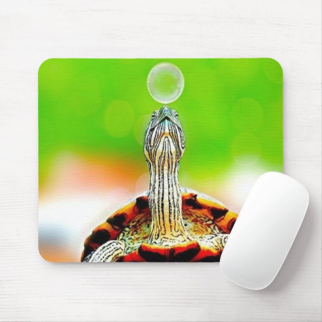 Mousepad Feliz tartaruga com bolha (Com mouse)