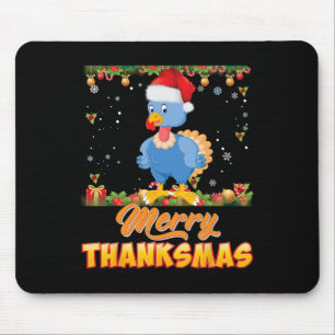 Mousepad Feliz Thanksmas Turquia Papai noel Elf Ação de Gra