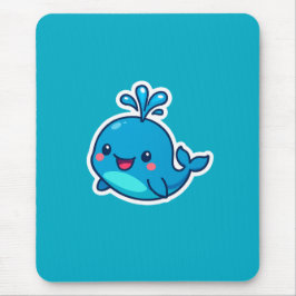 Mousepad Feliz Vinheta de Baleia Kawaii - Amigo do Oceano B