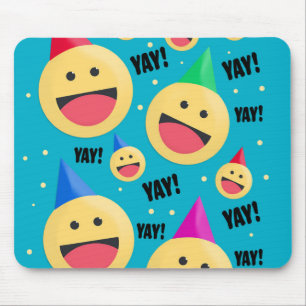 Mousepad Feliz YAY Emojis em Festa Festa Pos