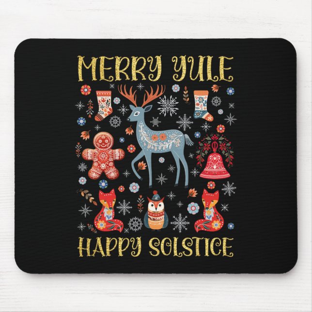 Mousepad Feliz Yule Happy Solstecore Scandinávia (Frente)