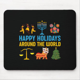 Mousepad Felizes Férias Em Torno Do Cele Multicultural Mund