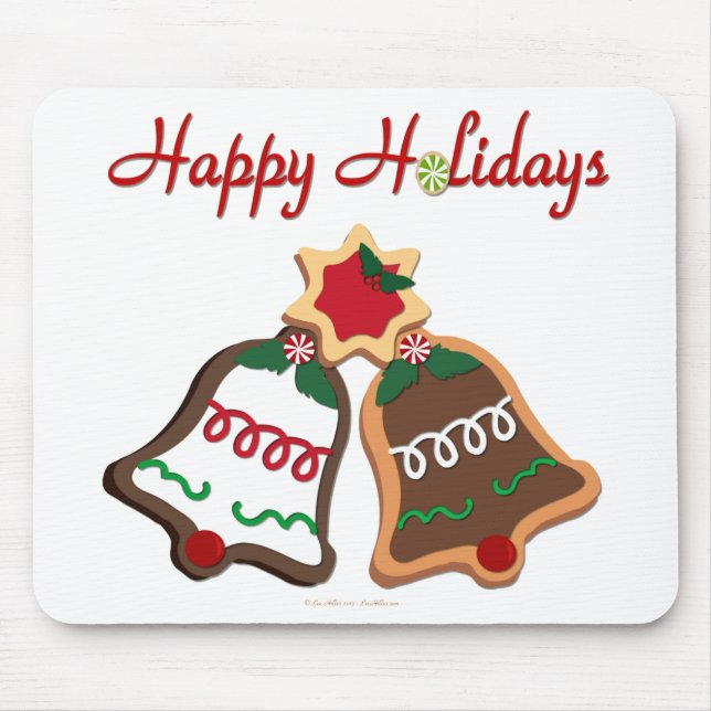 Mousepad Felizes Festas Biscoitos de Natal Bells (Frente)