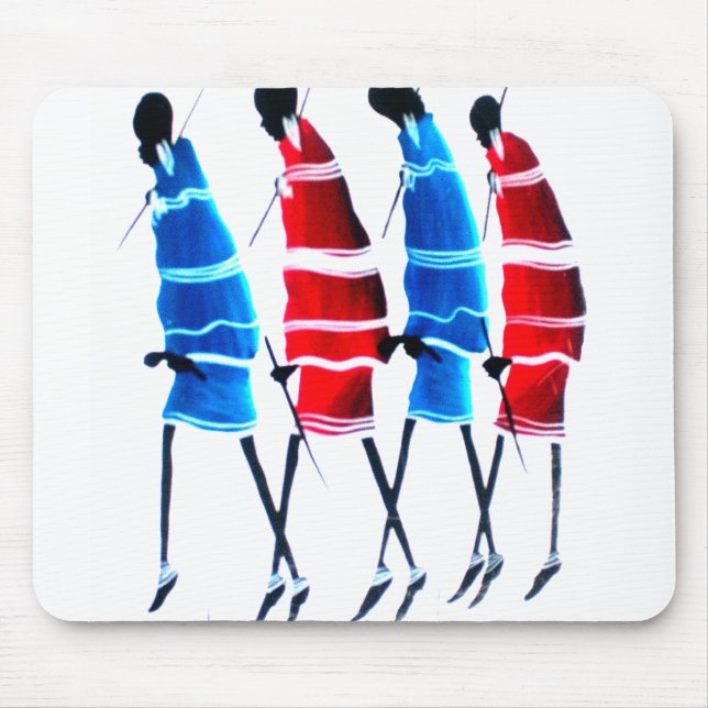 Mousepad Felizes Pessoas Maasai Guerreiros Andando Impressã (Frente)