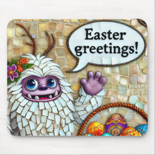 Mousepad FELIZMENTE A PÁSCOA DE YETI GREETINGS Óculos ~