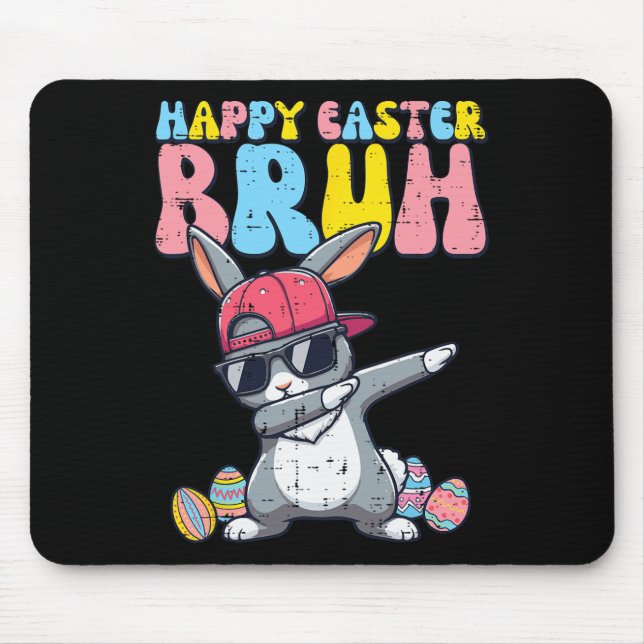 Mousepad Felz pascoa Bruh Bunny Dab Rabbit Boys Crianças (Frente)