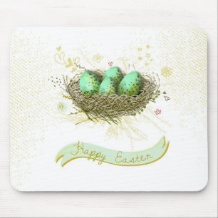 Mousepad Felz pascoa! - Ninho dos pássaros com ovos