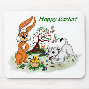 Mousepad felz pascoa! Welpe, Küken, Hase