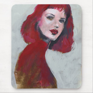 Mousepad Fem Retrato - Vermelho