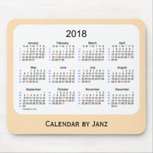 Mousepad Feriado 2018 calendário do trigo de 52 semanas po