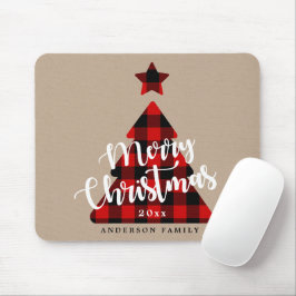 Mousepad Feriado de Árvore de Natal da Xadrez de Buffalo